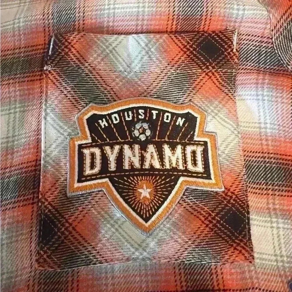 Houston Dynamo Soccer  Button Down  Plaid Shirt Women Size S New - Picture 3 of 8